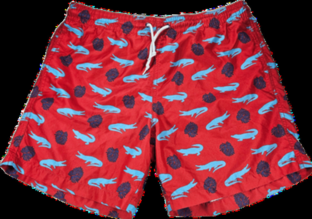 Trunks Swim Shorts Men's Red Blue Alligator Print Drawstring Mesh Liner M